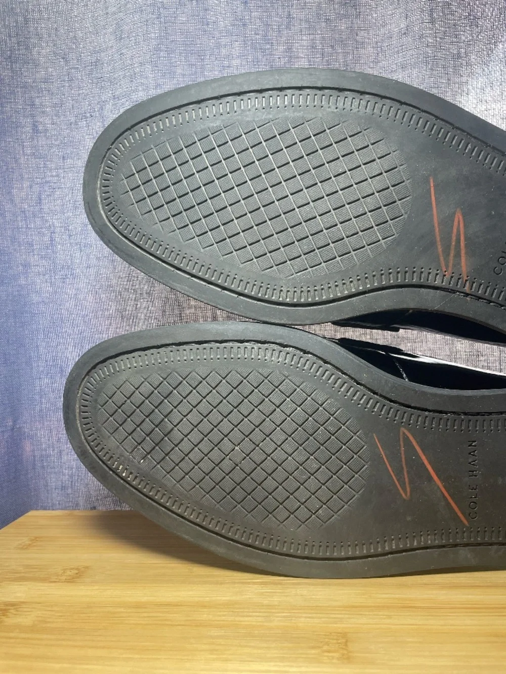Cole Haan Mens Pinch Prep Penny Loafers Sz 10.5 Patent Leather Black Moc Toe EUC
